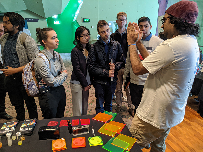 PhD student Anjay Manian speaks to students about where a degree in Physics can take you
