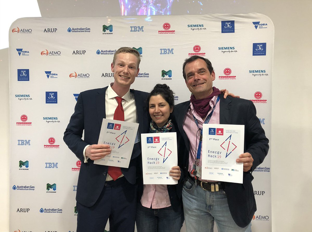 Research Fellow Pegah Maasoumi with her team at Energy Hack 2019